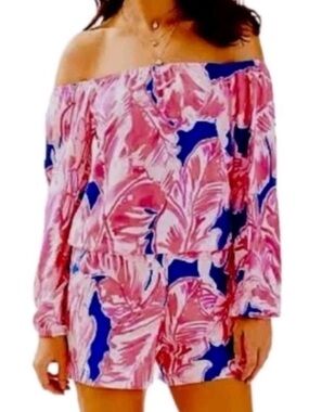 Lilly Pulitzer Lana Romper Tiki Pink Beach Bliss